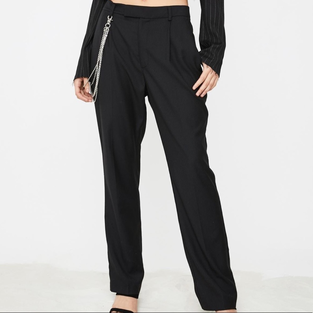 High waist pinstripe suit pants
